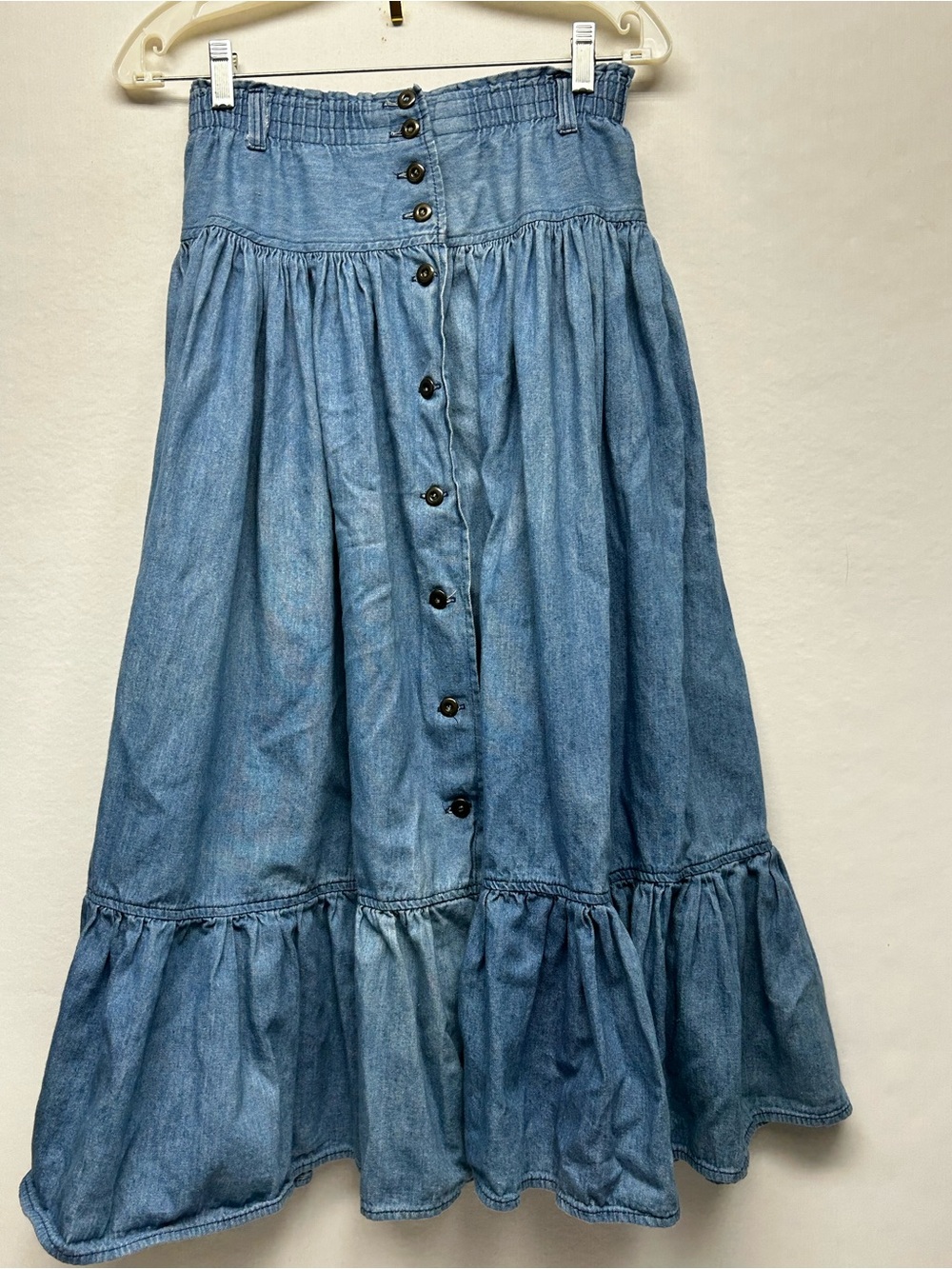 Candie's Light Blue Button-Front Denim Maxi Skirt